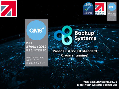 Backup Systems passes ISO27001, 6 years running