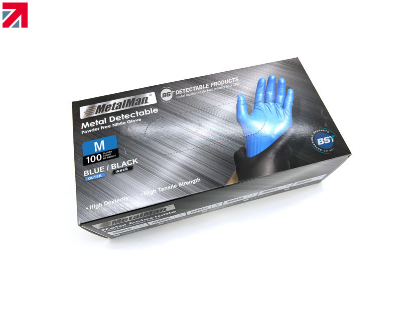 Metal Detectable Nitrile Gloves, Blue Disposable Food Factory Glove