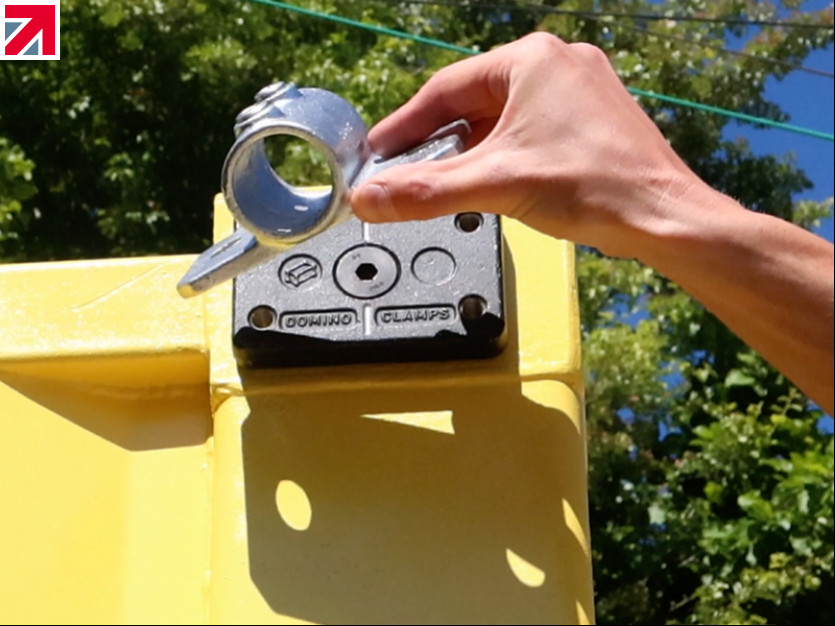 How to attach scaffold tube to a shipping container