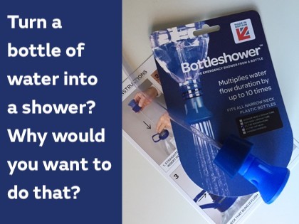 Turn a bottle of water into a shower? Why would you want to do that?