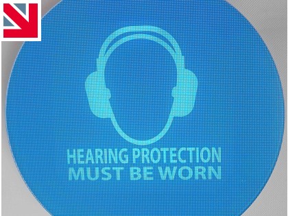 New weatherproof noise activated hearing protection signs