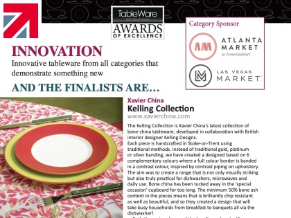 Xavier chosen as finalist for innovation award by Tableware International