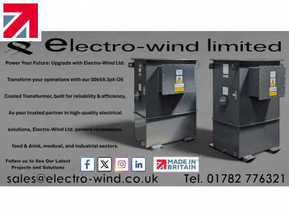 Electro-Wind Ltd is proud to support the future of Industry with our 50kVA 3-phase oil cooled transformer.